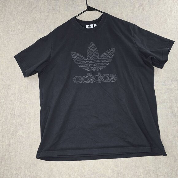 Adidas Mens Black Graphic T-Shirt Size XL Cotton Crew Neck Short Sleeve Casual W - Picture 1 of 5
